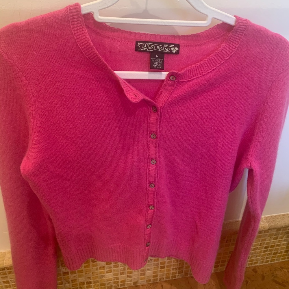Lucky Brand Hot Pink Cashmere Cardigan